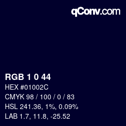Color code: RGB 1 0 44 | qconv.com