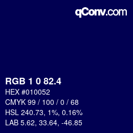 カラーコード: RGB 1 0 82.4 | qconv.com