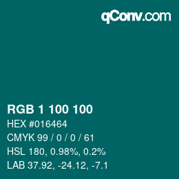 Color code: RGB 1 100 100 | qconv.com