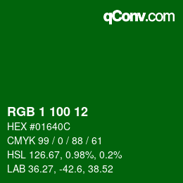 Color code: RGB 1 100 12 | qconv.com