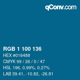 Color code: RGB 1 100 136 | qconv.com