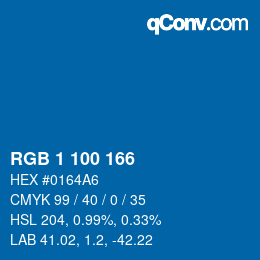 Color code: RGB 1 100 166 | qconv.com