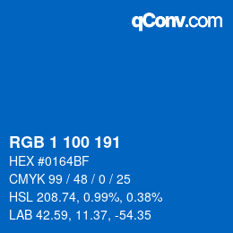 Color code: RGB 1 100 191 | qconv.com