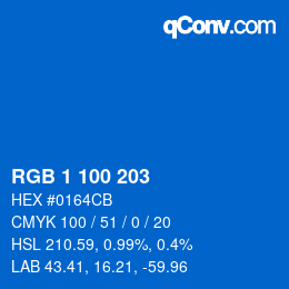 カラーコード: RGB 1 100 203 | qconv.com