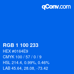 Color code: RGB 1 100 233 | qconv.com