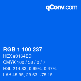 Color code: RGB 1 100 237 | qconv.com