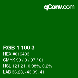 Color code: RGB 1 100 3 | qconv.com