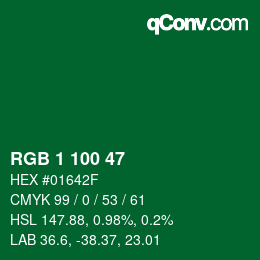 Color code: RGB 1 100 47 | qconv.com