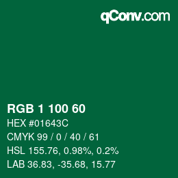 カラーコード: RGB 1 100 60 | qconv.com