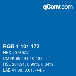 Color code: RGB 1 101 172 | qconv.com