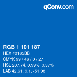 Color code: RGB 1 101 187 | qconv.com