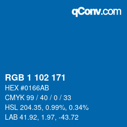 Color code: RGB 1 102 171 | qconv.com