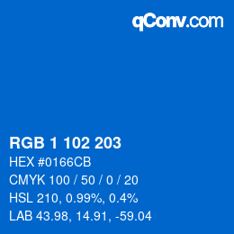 Color code: RGB 1 102 203 | qconv.com