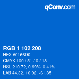 Color code: RGB 1 102 208 | qconv.com