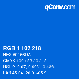 Color code: RGB 1 102 218 | qconv.com