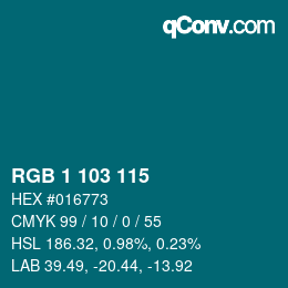 Color code: RGB 1 103 115 | qconv.com