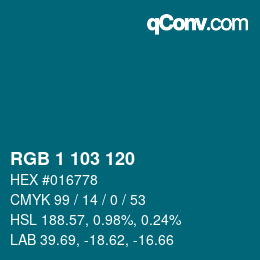 Color code: RGB 1 103 120 | qconv.com