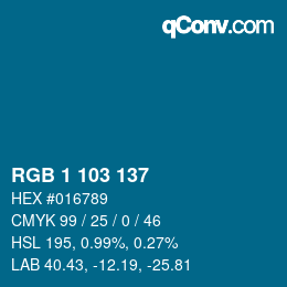 颜色代码: RGB 1 103 137 | qconv.com