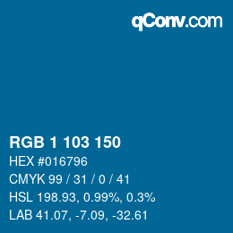 カラーコード: RGB 1 103 150 | qconv.com