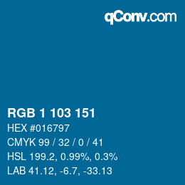 カラーコード: RGB 1 103 151 | qconv.com