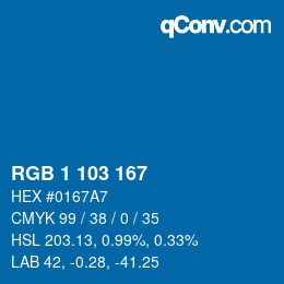 Farbcode: RGB 1 103 167 | qconv.com