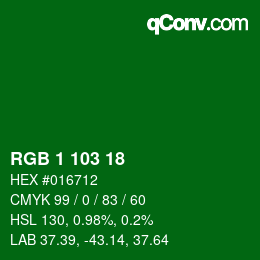 Farbcode: RGB 1 103 18 | qconv.com