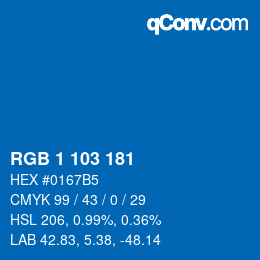 Código de color: RGB 1 103 181 | qconv.com