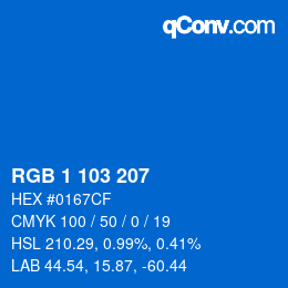 Color code: RGB 1 103 207 | qconv.com