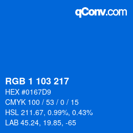 カラーコード: RGB 1 103 217 | qconv.com