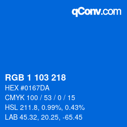 Color code: RGB 1 103 218 | qconv.com