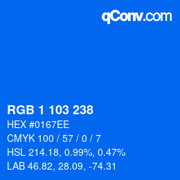 Farbcode: RGB 1 103 238 | qconv.com