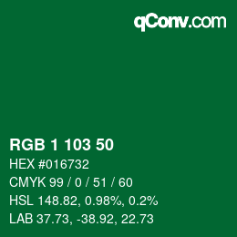 Color code: RGB 1 103 50 | qconv.com