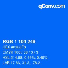 Color code: RGB 1 104 248 | qconv.com