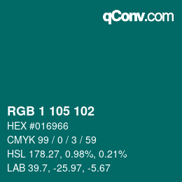 Color code: RGB 1 105 102 | qconv.com