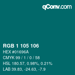 カラーコード: RGB 1 105 106 | qconv.com