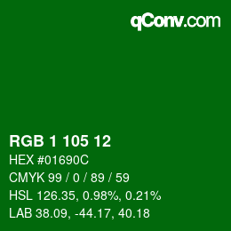 Color code: RGB 1 105 12 | qconv.com