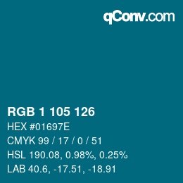 Color code: RGB 1 105 126 | qconv.com