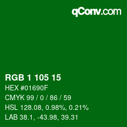 Color code: RGB 1 105 15 | qconv.com