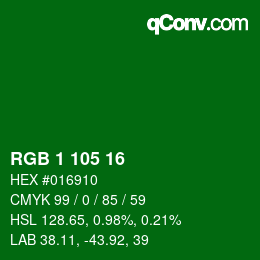 Color code: RGB 1 105 16 | qconv.com