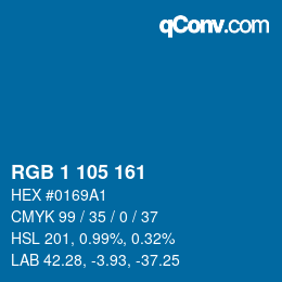 カラーコード: RGB 1 105 161 | qconv.com
