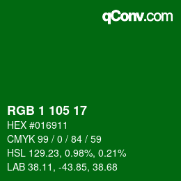 カラーコード: RGB 1 105 17 | qconv.com