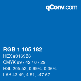 Color code: RGB 1 105 182 | qconv.com