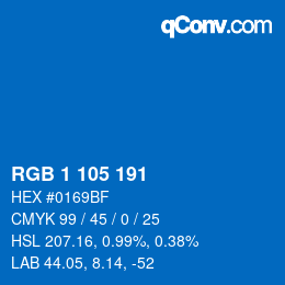 カラーコード: RGB 1 105 191 | qconv.com