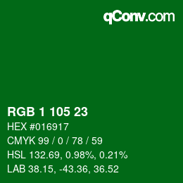 Color code: RGB 1 105 23 | qconv.com