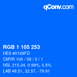 カラーコード: RGB 1 105 253 | qconv.com