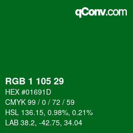 Color code: RGB 1 105 29 | qconv.com