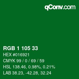 Color code: RGB 1 105 33 | qconv.com