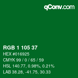 Color code: RGB 1 105 37 | qconv.com