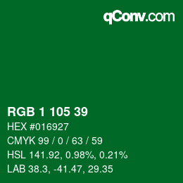Color code: RGB 1 105 39 | qconv.com