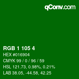 カラーコード: RGB 1 105 4 | qconv.com